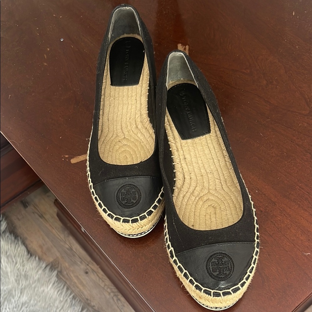 Tory Burch Black Espadrille Flats
